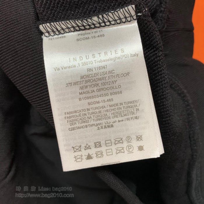 Moncler男裝 19-20FW新款衛衣 立體純羊皮貼布 盟可睞黑色圓領男休閒衣 男士秋季新款單品  tzy2300
